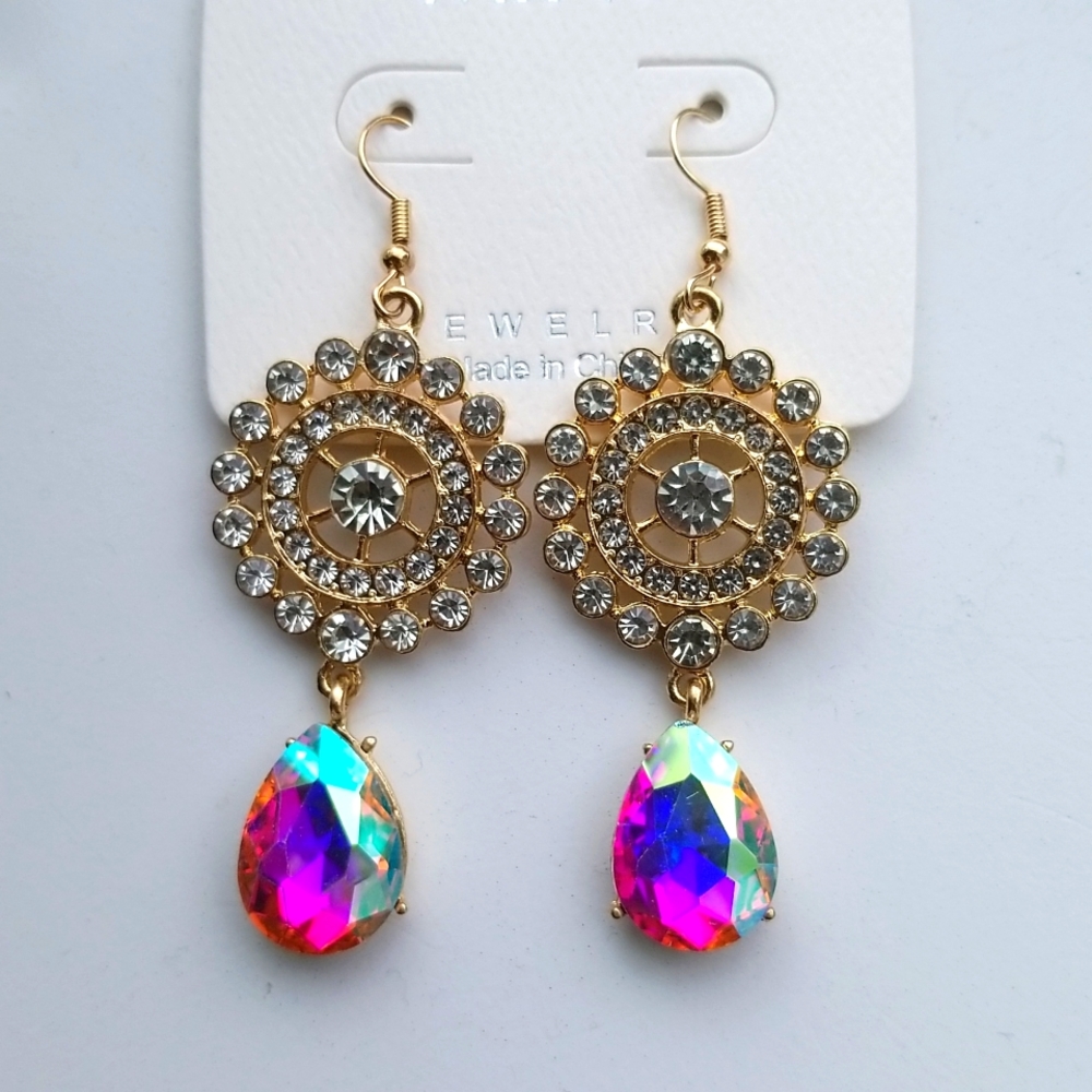 3 for $15 Long Elegant Champagne Cluster Earrings